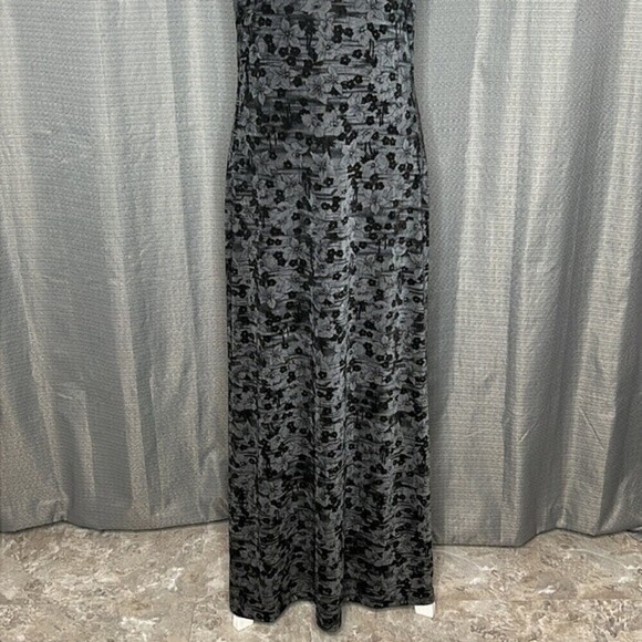 CONNECTED APPAREL BLACK & GRAY FLORAL TANK MAXI DRESS SIZE 14 - Picture 3 of 8